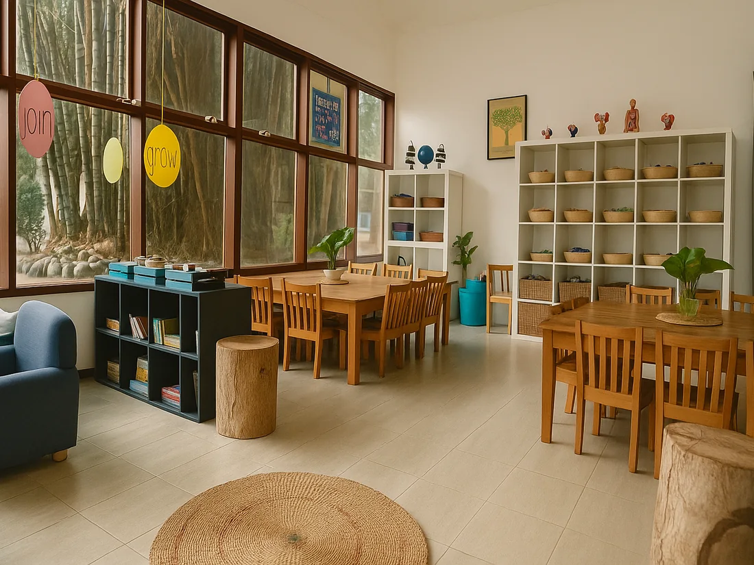 The Pre-K room at The Little Nest — bright, calm and set up for inquiry-based learning